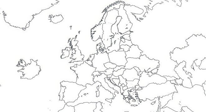 Blank Outline Map of Europe with Country Borders