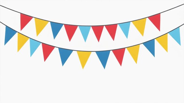 Colorful Bunting Flags on White Background.