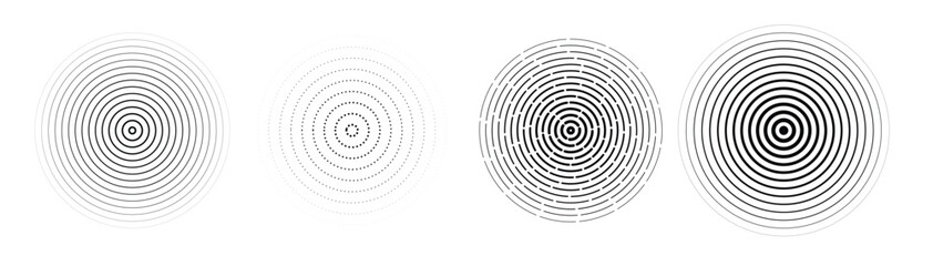 Fototapeta premium black radial circle set sonar or sound wave ring