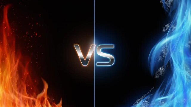 炎と氷炎がぶつかるVS対決ループ映像