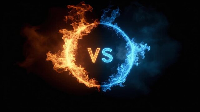 炎と氷炎がぶつかるVS対決ループ映像