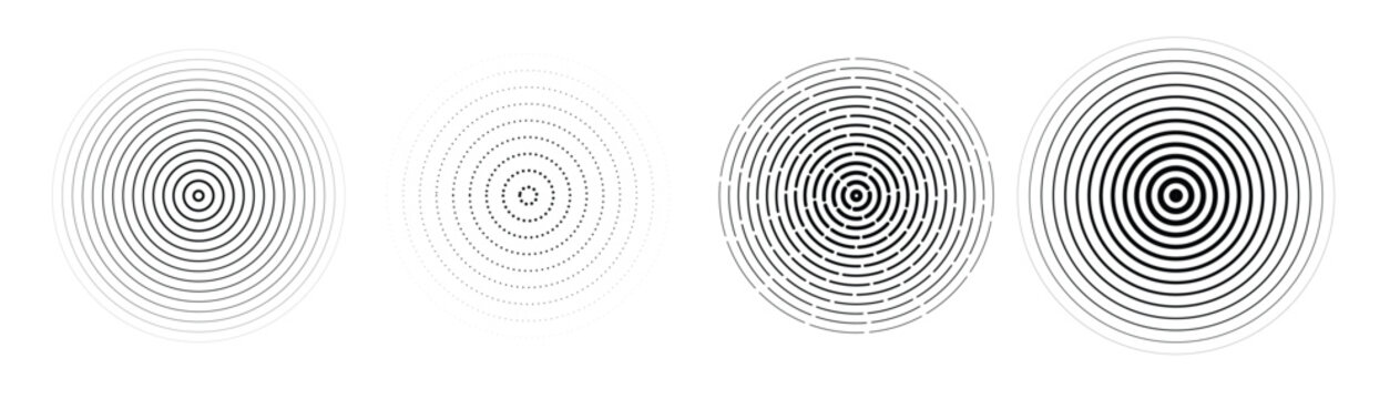 black radial circle set sonar or sound wave ring