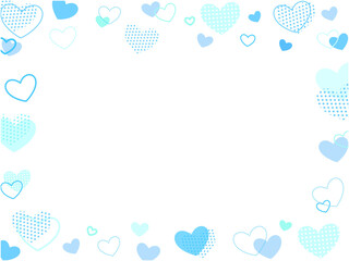 可愛いハートのフレーム　ブルー