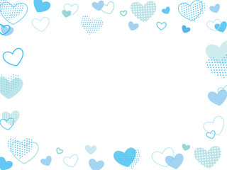 可愛いハートのフレーム　ブルー