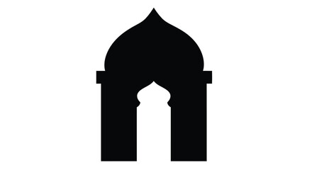 Islamic archway silhouette with pointed dome on white background © MST