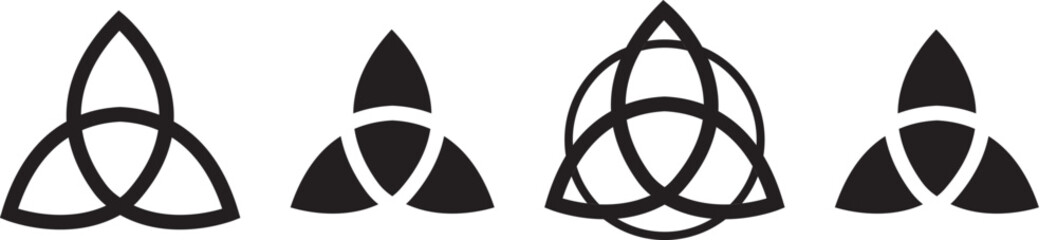Ancient celtic trinity knot symbol icon set. Celtic knot symbol in on transparent. Endless knot symbols. Celtic trinity knots collection