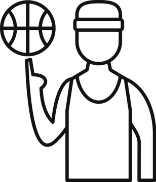 Basketball player spinning a ball on his finger wearing a headband and tank top