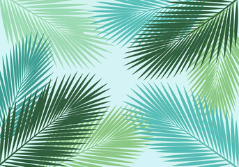 Obraz premium Tropical Green Palm Leaves Background Pattern Vector Illustration