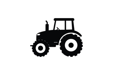 Obraz premium Black tractor icon isolated on white background agricultural machine for farming field work and cultivation symbol