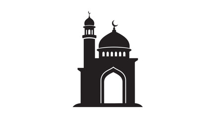 Obraz premium Mosque Silhouette with Dome and Minaret in Simple Design