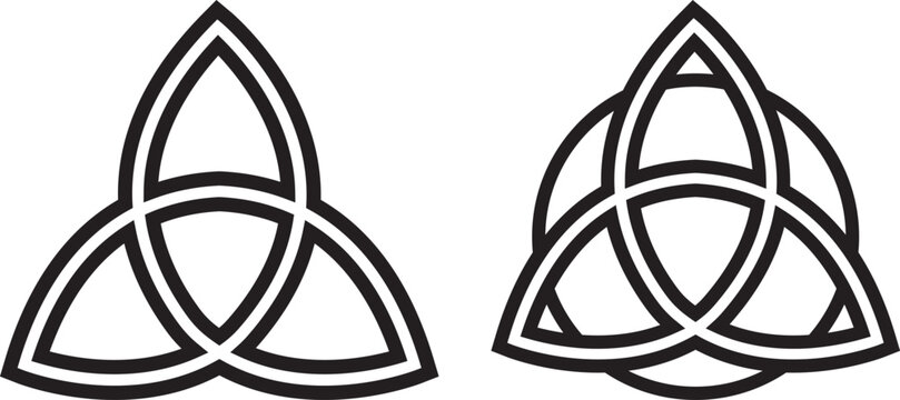 Ancient celtic trinity knot symbol icon set. Celtic knot symbol in on transparent. Endless knot symbols. Infinite loop sign interlocking with circle sign. flat style