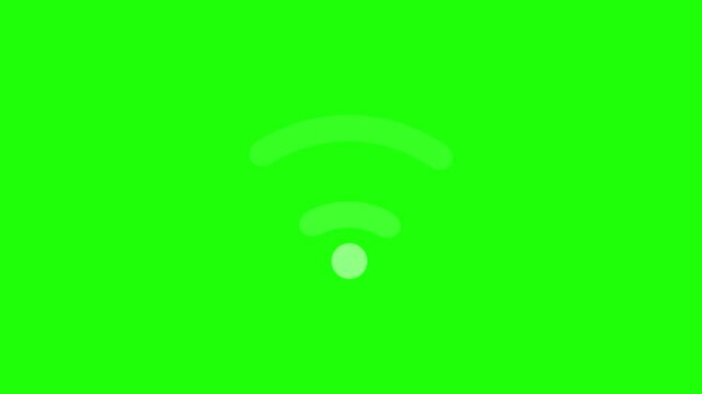 WiFi Signal Icon Animation on Green Screen Wireless Internet Connection Symbol