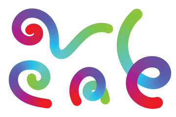 Fototapeta premium Vibrant colorful swirling shapes forming letters on a white background