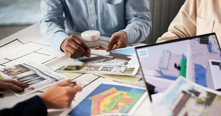 Fototapeta na wymiar Multiracial Team Of Designers Consulting African American Woman