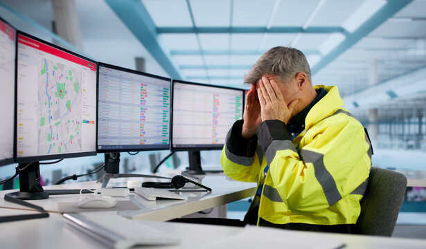 Sad Police Officer With Head Ache