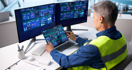 Skilled Engineer Monitoring Electricity Generation