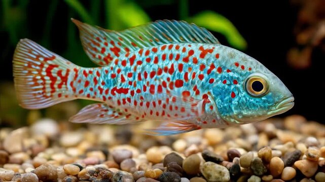 Colorful fish swimming underwater with bright blue and red patterns