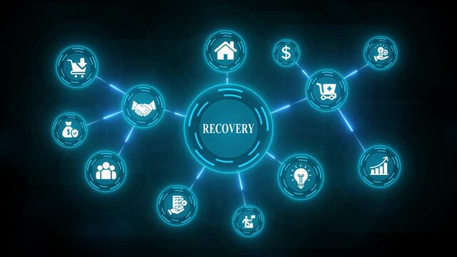 Business concepts and finance connected in a network, representing various aspects of commerce and industry