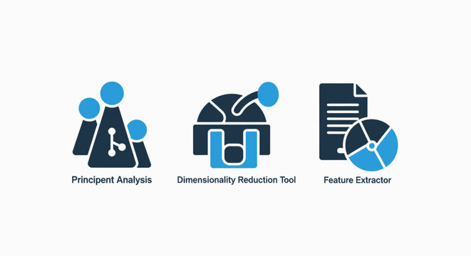 Data Analysis and Machine Learning Icons for Principal Component Analysis and Feature Extraction.