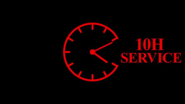 10H Service Clock Icon &ndash; Minimal Customer Support Logo on Black Background.