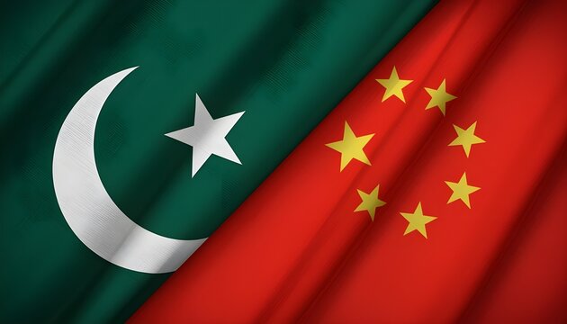 The flags of Pakistan and China waving together in unity and cooperation