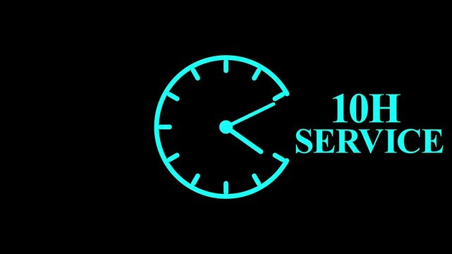 10H Service Clock Icon &ndash; Minimal Customer Support Logo on Black Background.