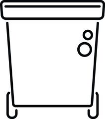 Outline drawing of a waste container on wheels used for refuse