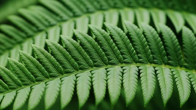 Close-up view of vibrant green fern leaves showcasing intricate patterns in a lush forest setting