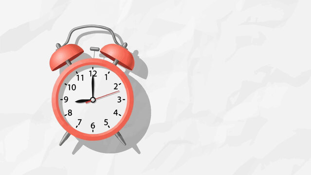 Retro coral alarm clock with a light textured background