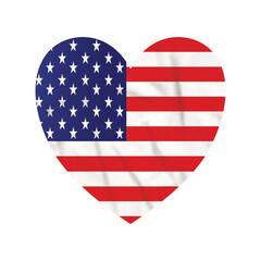 Fototapeta premium Vector illustration of the flag of the United States of America or America or USA in a love shape with a flat design. 4th Memorial Day.