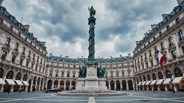 Place Vend&ocirc;me with Vend&ocirc;me Column in central Paris, France