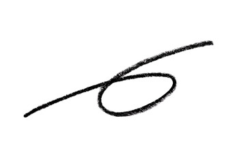 A black stroke from a cosmetic eyebrow pencil. Isolated on a white background.