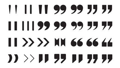 Set of different quote symbols and quotation marks typography design elements communication icons graphic design © Nayan Arts