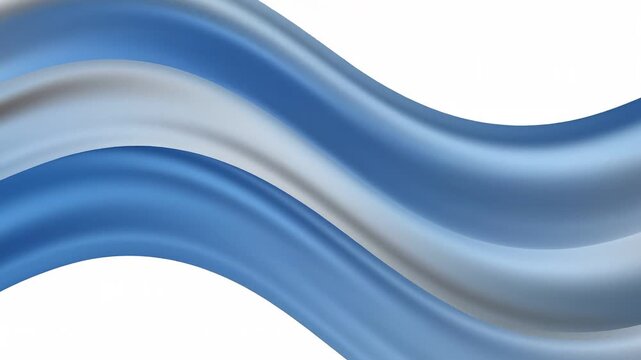 Smooth flowing blue and gray fabric waves isolated on a white background creating an elegant and modern design element.