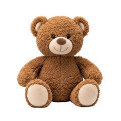 Obraz premium A brown teddy bear sitting upright on a white background