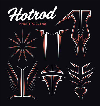 Vintage Pin Striping Line Art Vector Set with Unexpanded Path, Classic Decorative Stripes for Vinyl Stickers, Painting Templates and Tattoo Design, Retro Custom Illustration Collection