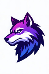 Obraz premium Stylized Neon Wolf Head Mascot Logo Vector Illustration