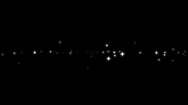 Luxury white glitter sparkles line trail, magic sparkles glitter line stars, magic dust, pixie dust path, Christmas stars isolated on a black screen, glitter stars particles overlay 4K.