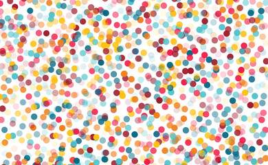 Obraz premium Scattered translucent dots in vibrant colors over white background, creating a playful and festive pattern ideal for decoration, party themes, or modern design.