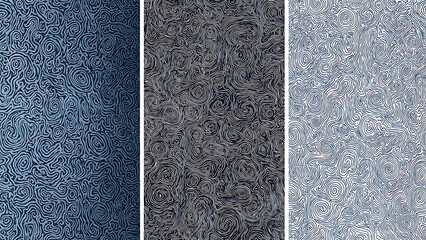 Modern swirling patterns in blue, black, and white for design