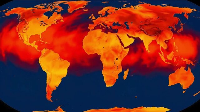 Global Heat Map Animation Visualizing Rising Temperatures across Earth Surface