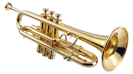 Obraz premium A shiny gold trumpet against a black background
