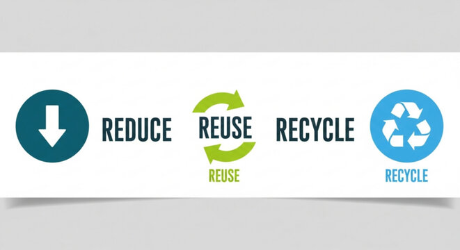 Environmental conservation icons for reduce reuse recycle on white background