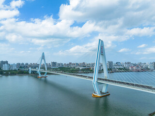 Obraz premium Aerial view of Haikou Century Bridge, Hainan
