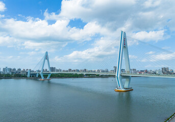 Obraz premium Aerial view of Haikou Century Bridge, Hainan