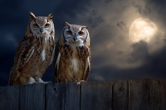 a pair of owl in the night