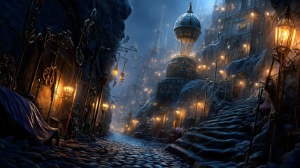 Cliffside enchantment glowing runes