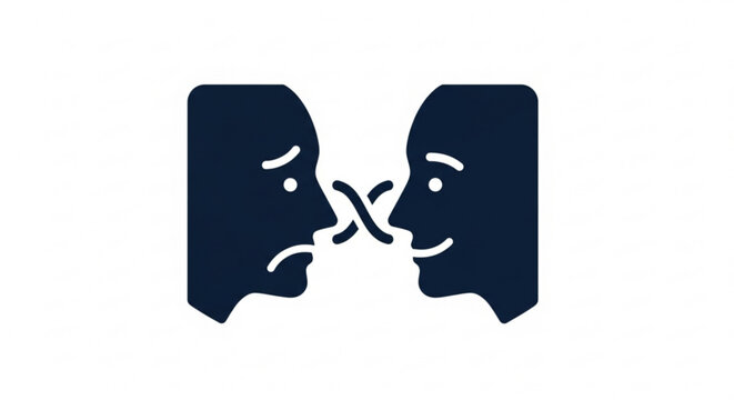 Two people engaged in a heated argument, facing each other with angry expressions, vector illustration, close-up, graphic style