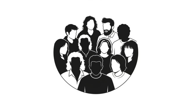 Diverse group of people gathered together in a circular formation, viewed from directly above