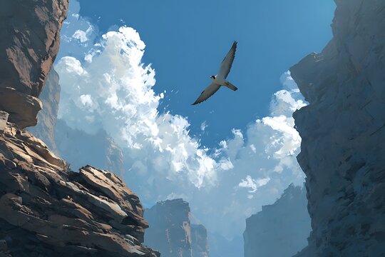a sigle falcon flying in the sky
